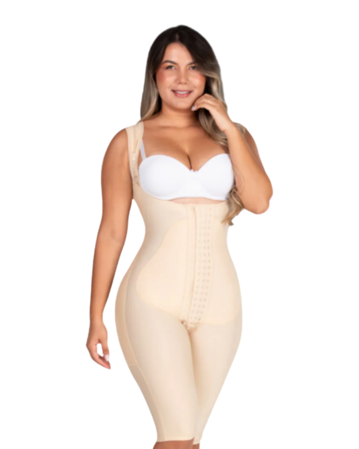 Faja Colombiana de Compresión Alta con Busto Libre y Pierna a la Rodilla — Moldeo 360°
