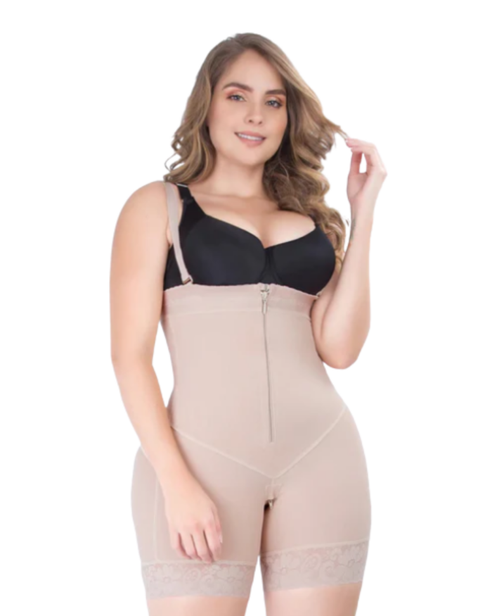Faja Colombiana Postquirúrgica con Tirantes y Cierre Frontal